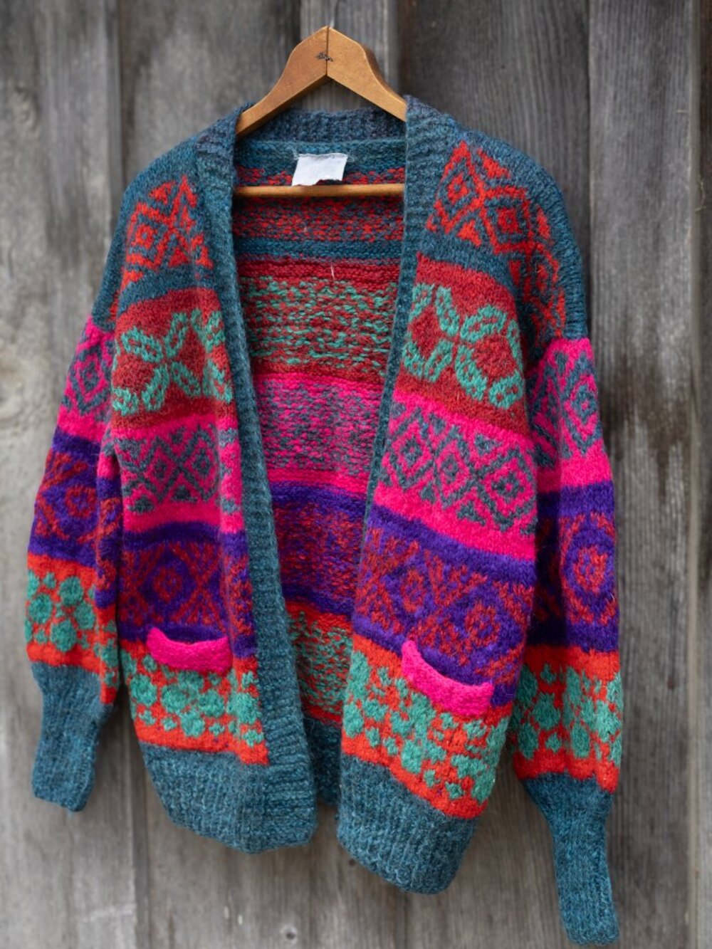 VTG Abstract Pattern Wool Cardigan - Picture 10 of 11